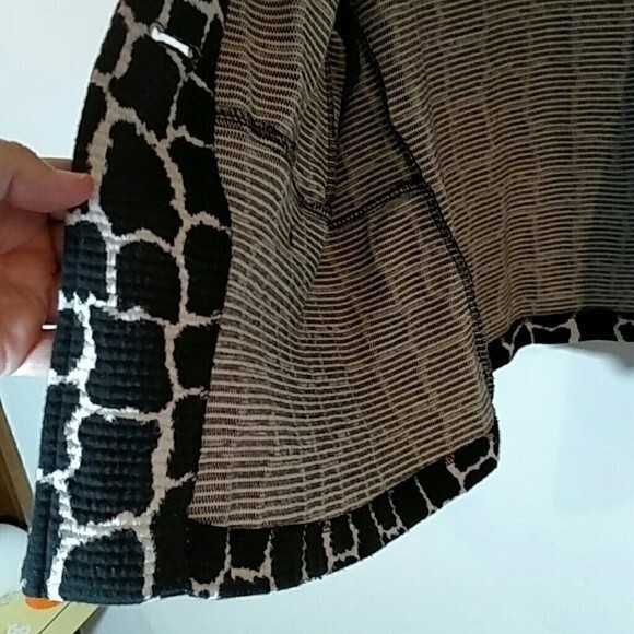 JM collection L large black white top Blazer jacket top animal print jacket - Picture 6 of 7